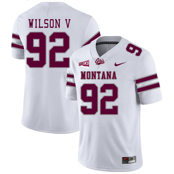 Montana Grizzlies #92 RB Wilson V College Football Jerseys Stitched Sale-White